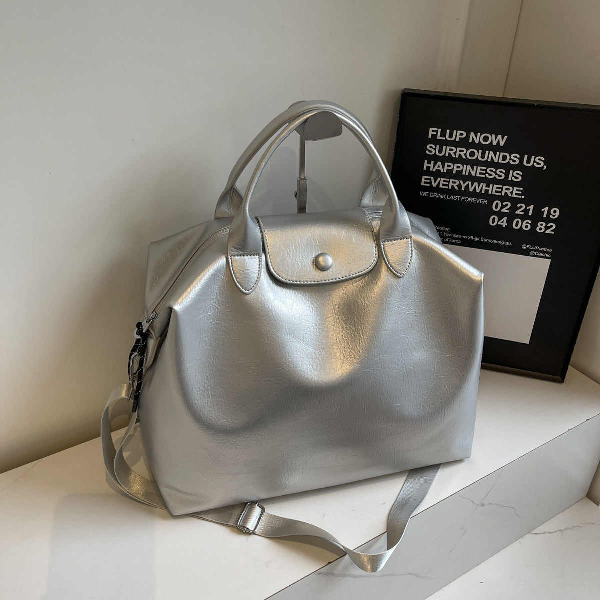Versatile Large Capacity Portable Fashion Glossy Tote Bags