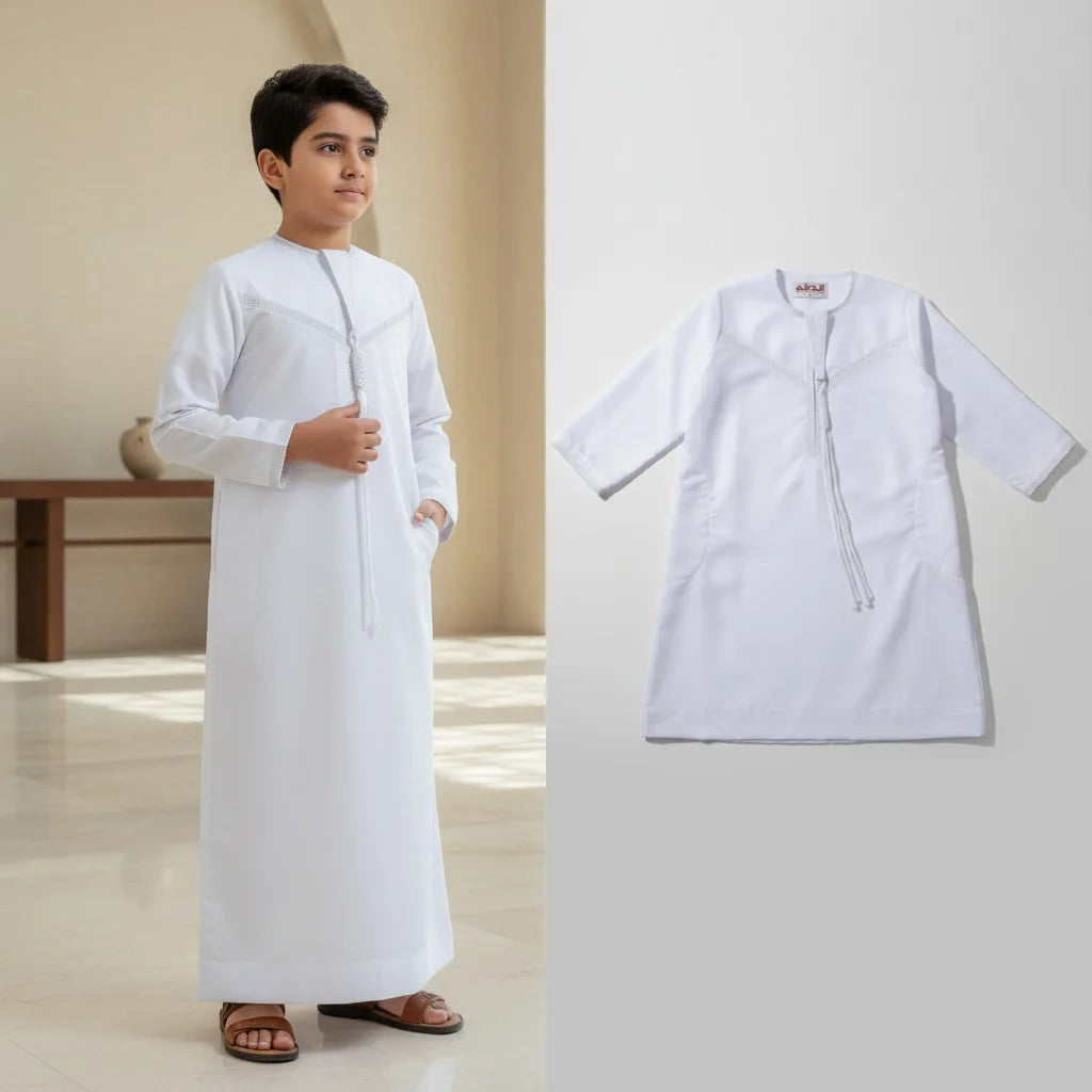 Boys' White Long-Sleeve Thobe