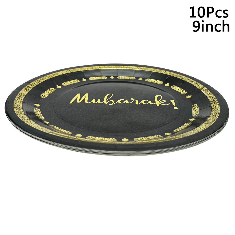 Eid & Umrah Paper Plates, Cups or Napkins – 10 Pieces
