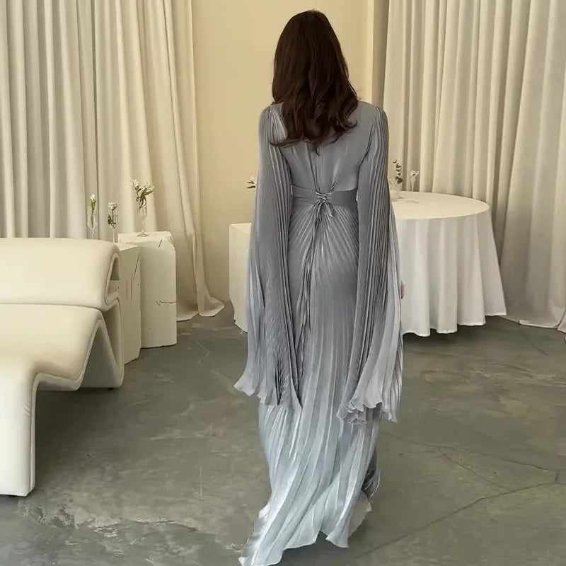 Women's Pleated Cape-Style Occasion Dress
