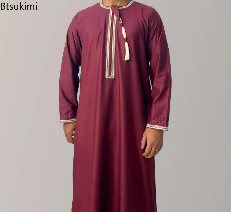 Men's Embroidered Long-Sleeve Thobe