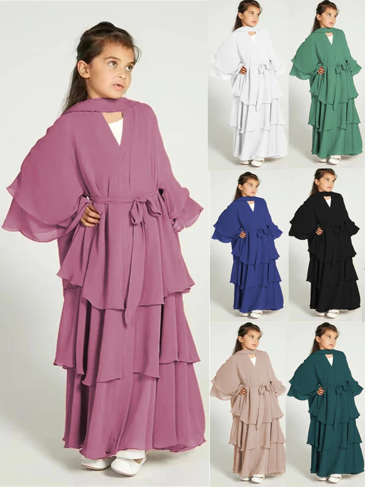 Girls' Tiered Abaya Dress