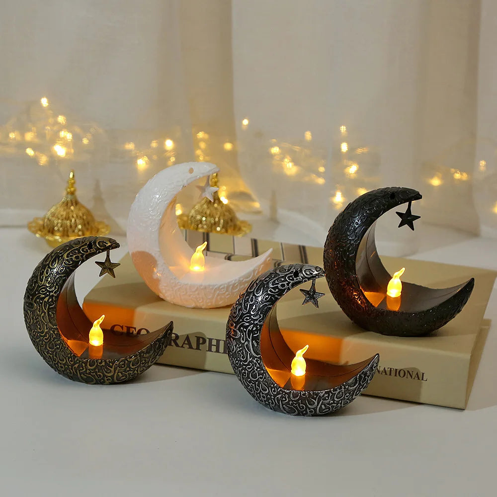 Crescent & Star LED Candle Lantern