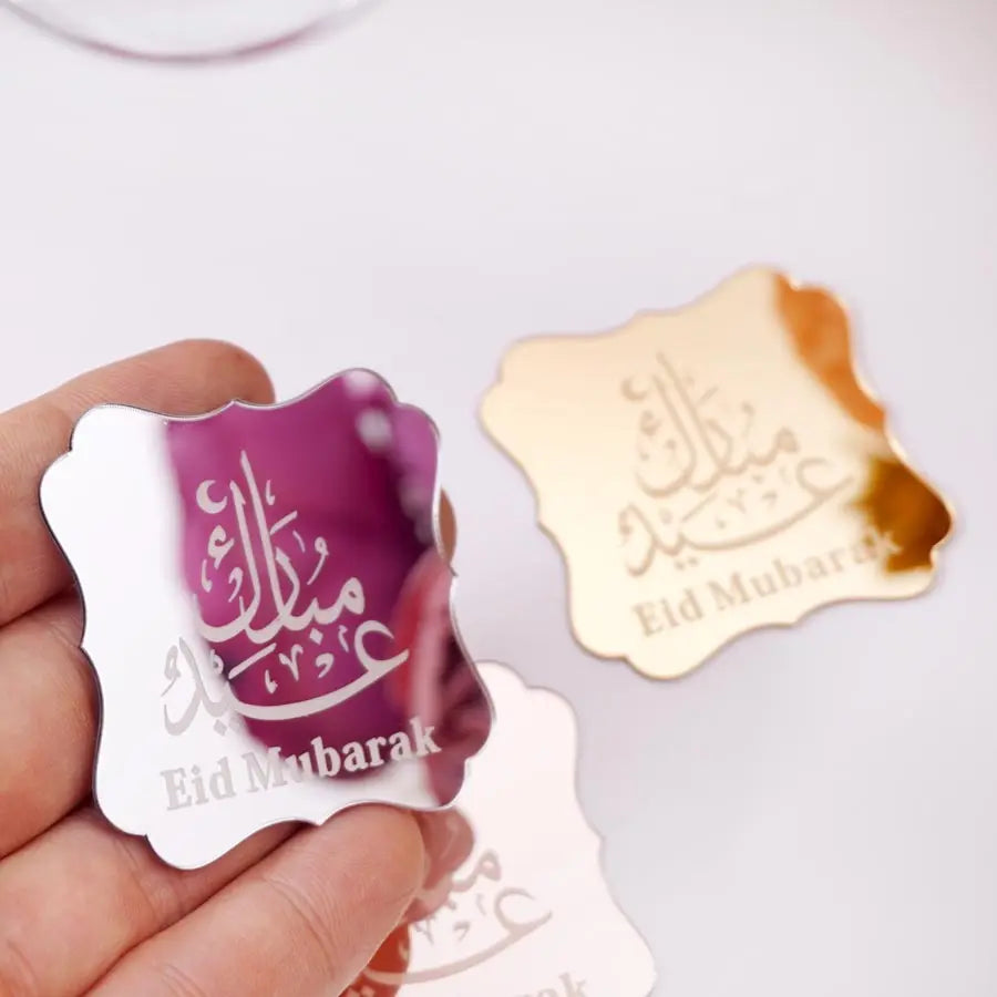 Eid Mubarak Mirrored Acrylic Stickers – 20 Pack