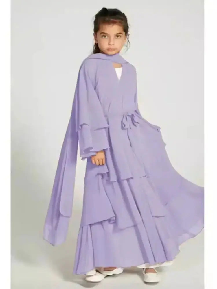 Girls' Tiered Abaya Dress