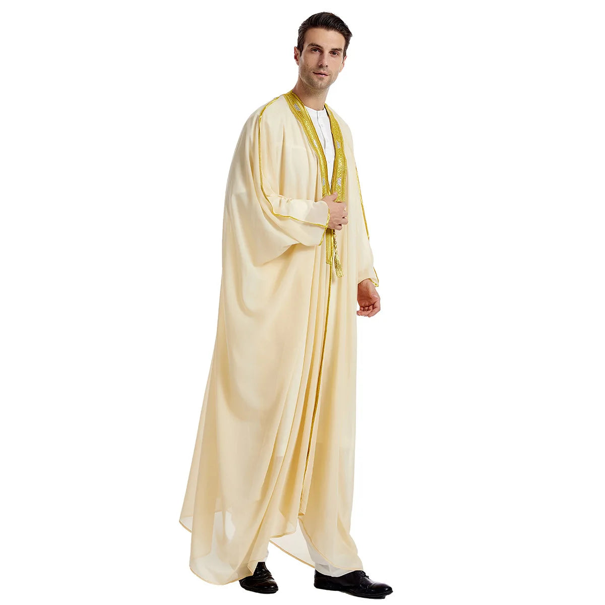 Men's Gold-Trimmed Open Bisht