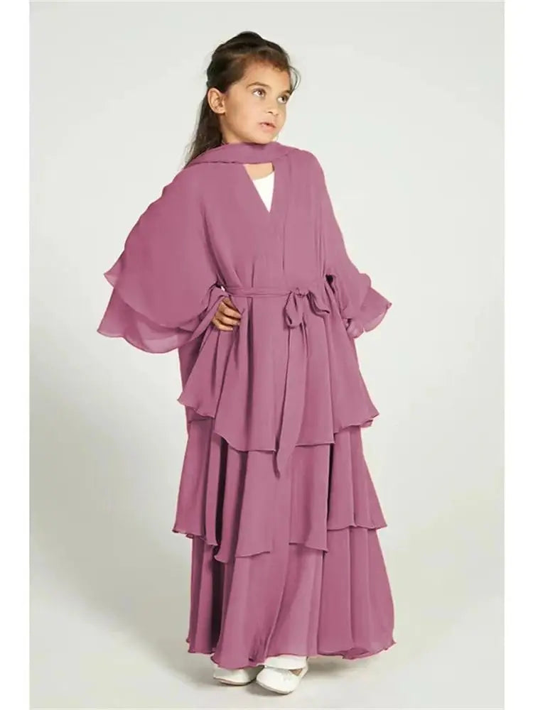 Girls' Tiered Abaya Dress