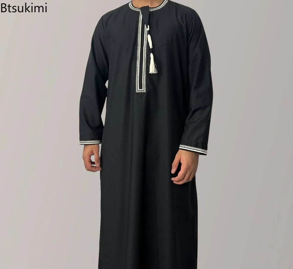 Men's Embroidered Long-Sleeve Thobe