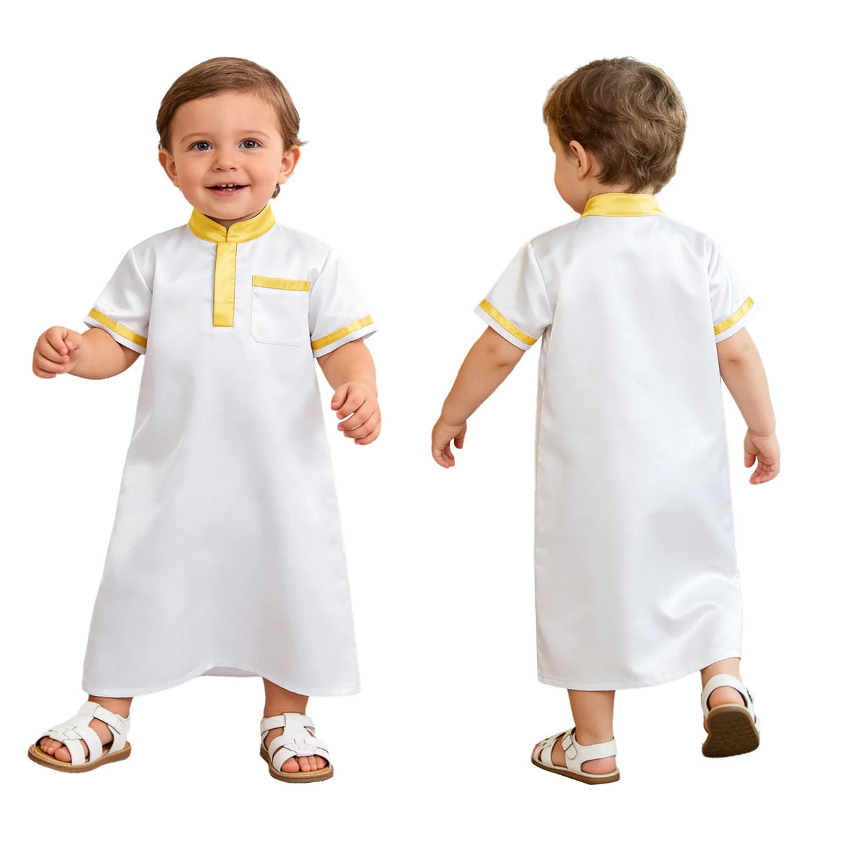 Baby Boys' Short-Sleeve Satin Thobe