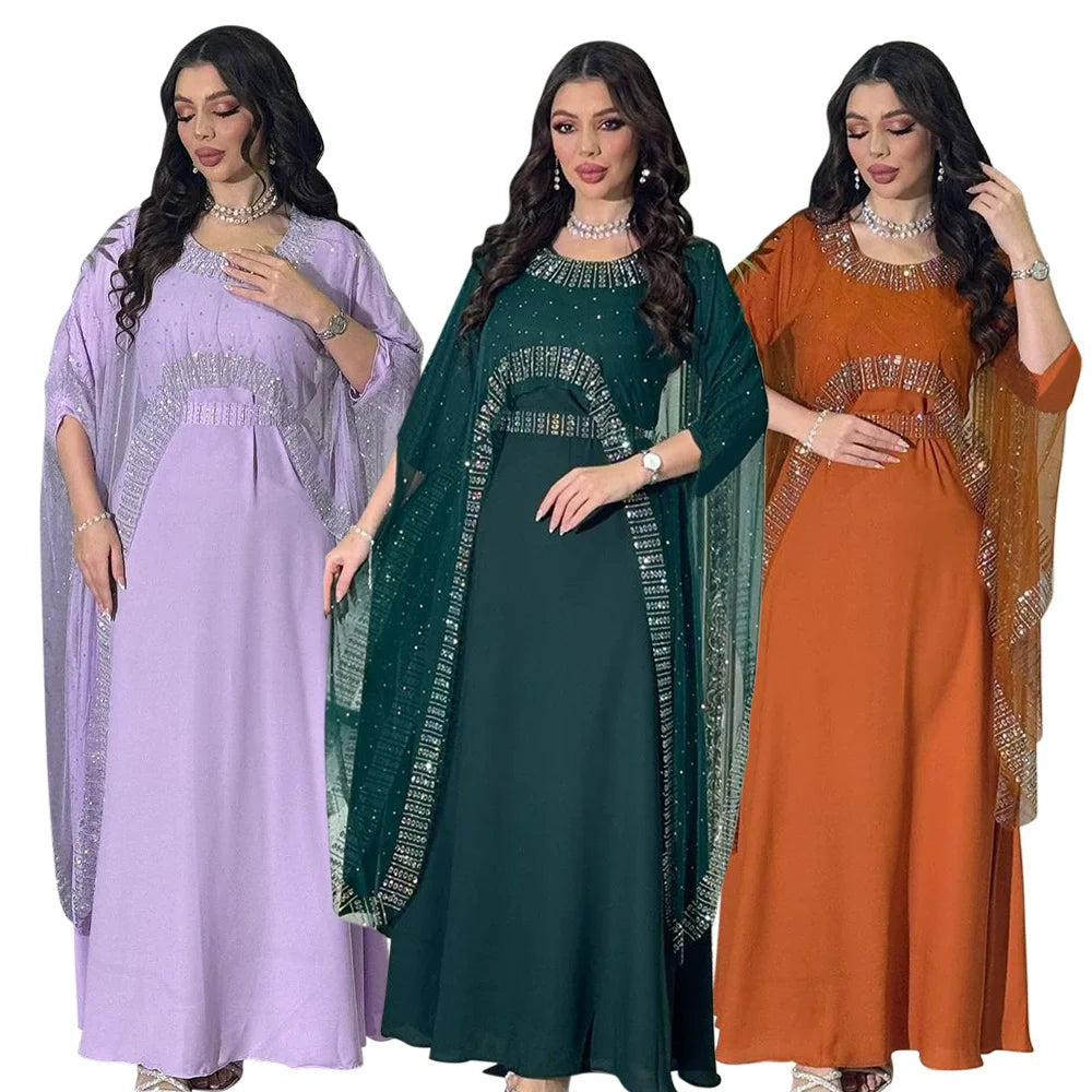 Women's Embellished Cape-Style Occasion Dress