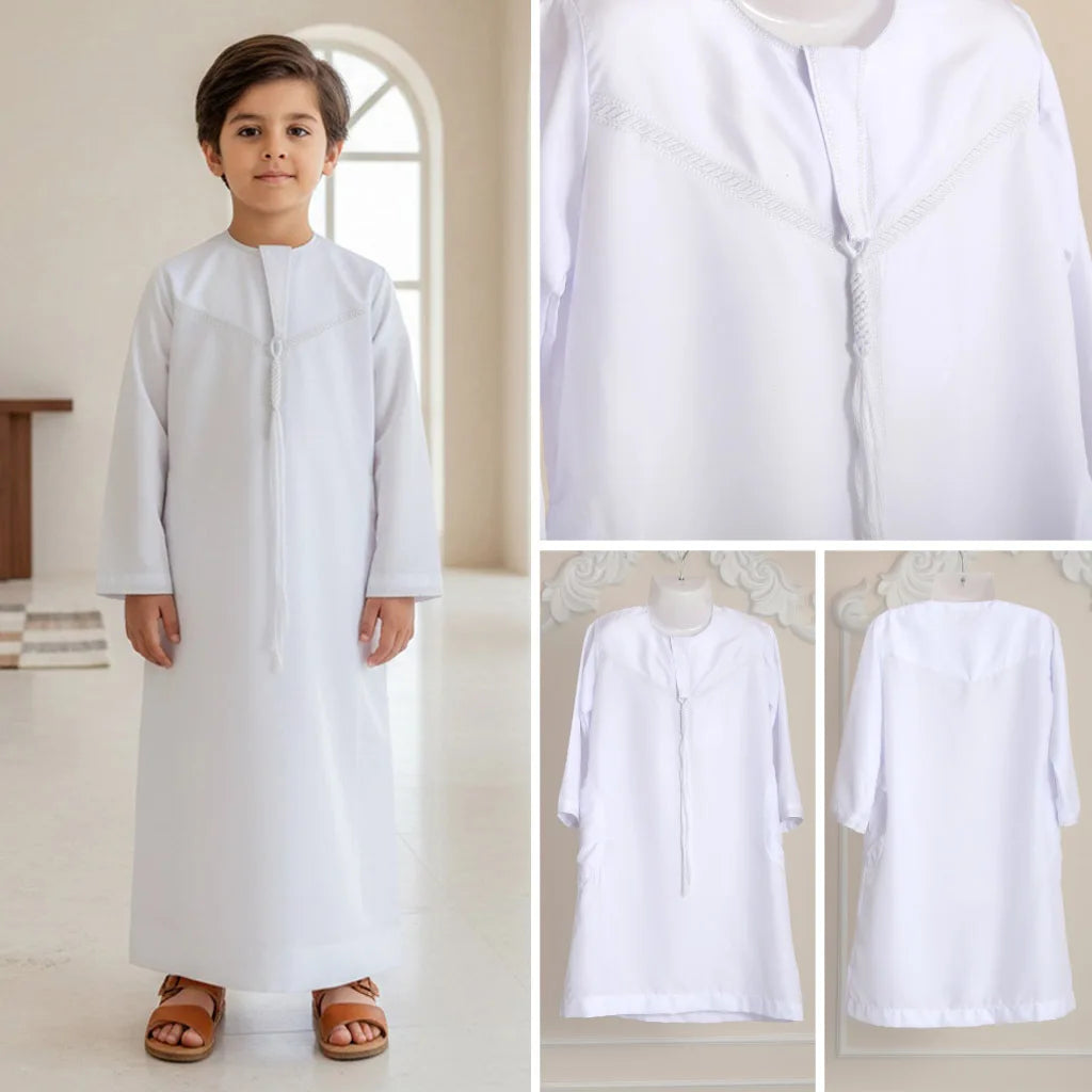 Boys' White Long-Sleeve Thobe