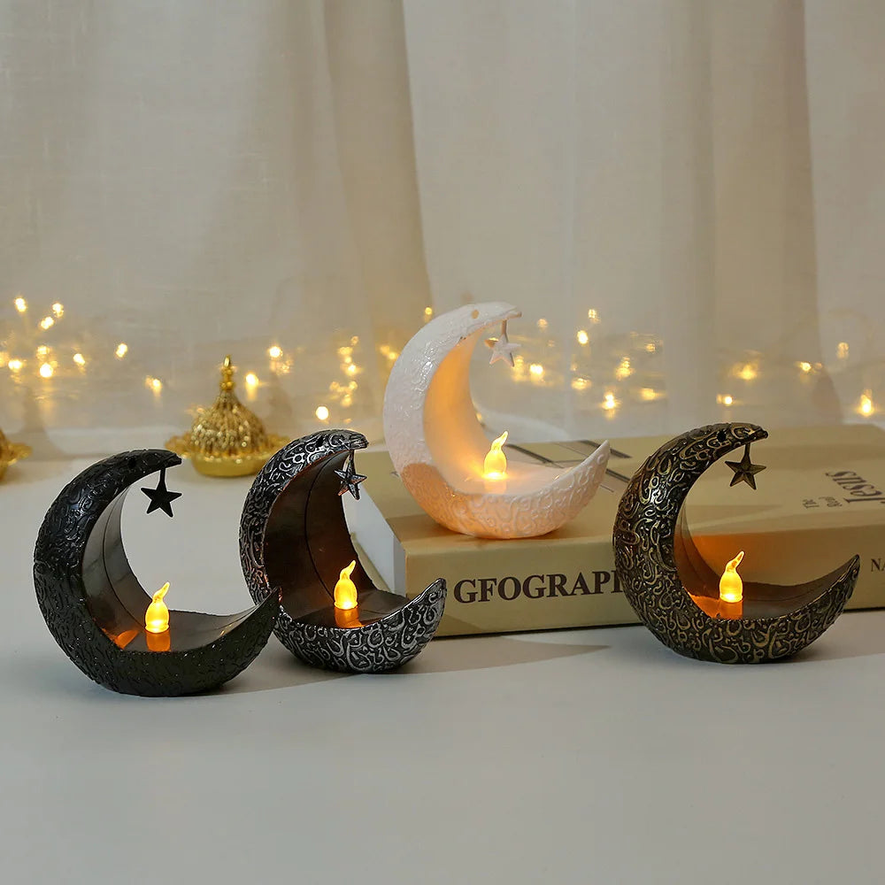 Crescent & Star LED Candle Lantern