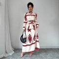 Women's Printed Abaya with Waist Tie