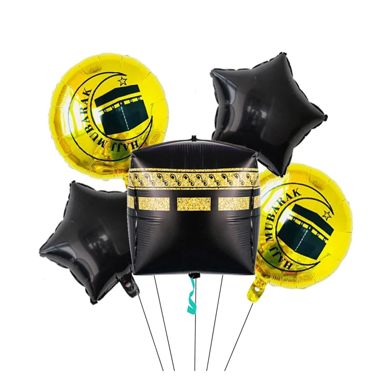 Umrah Mubarak Foil Balloon Set – 5 Pieces