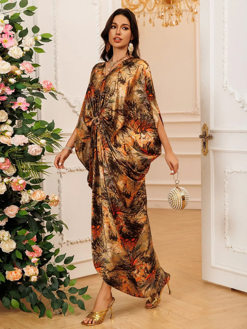 Women's Printed V-Neck Kaftan