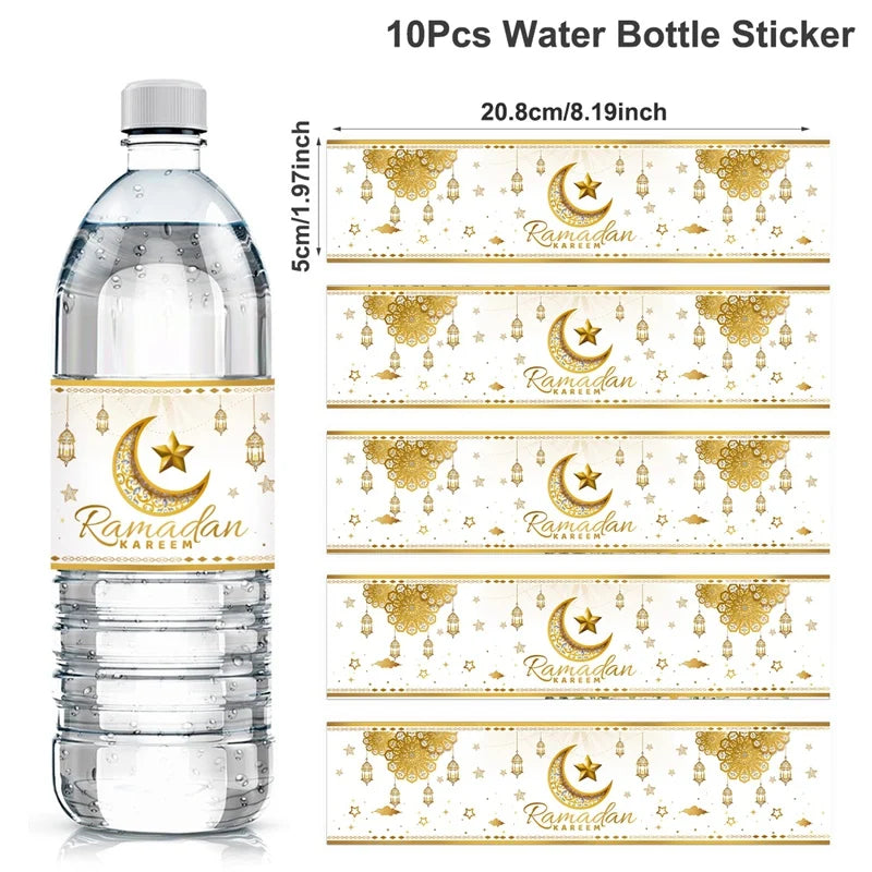 Eid Mubarak Water Bottle Labels – 10 Pieces