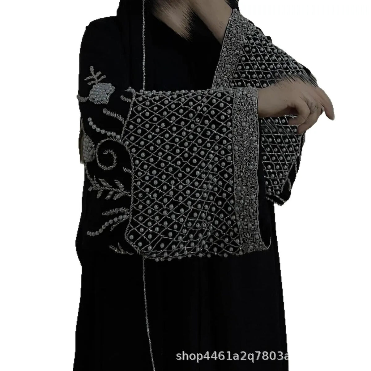 Women's Embellished Open Abaya with Optional Scarf