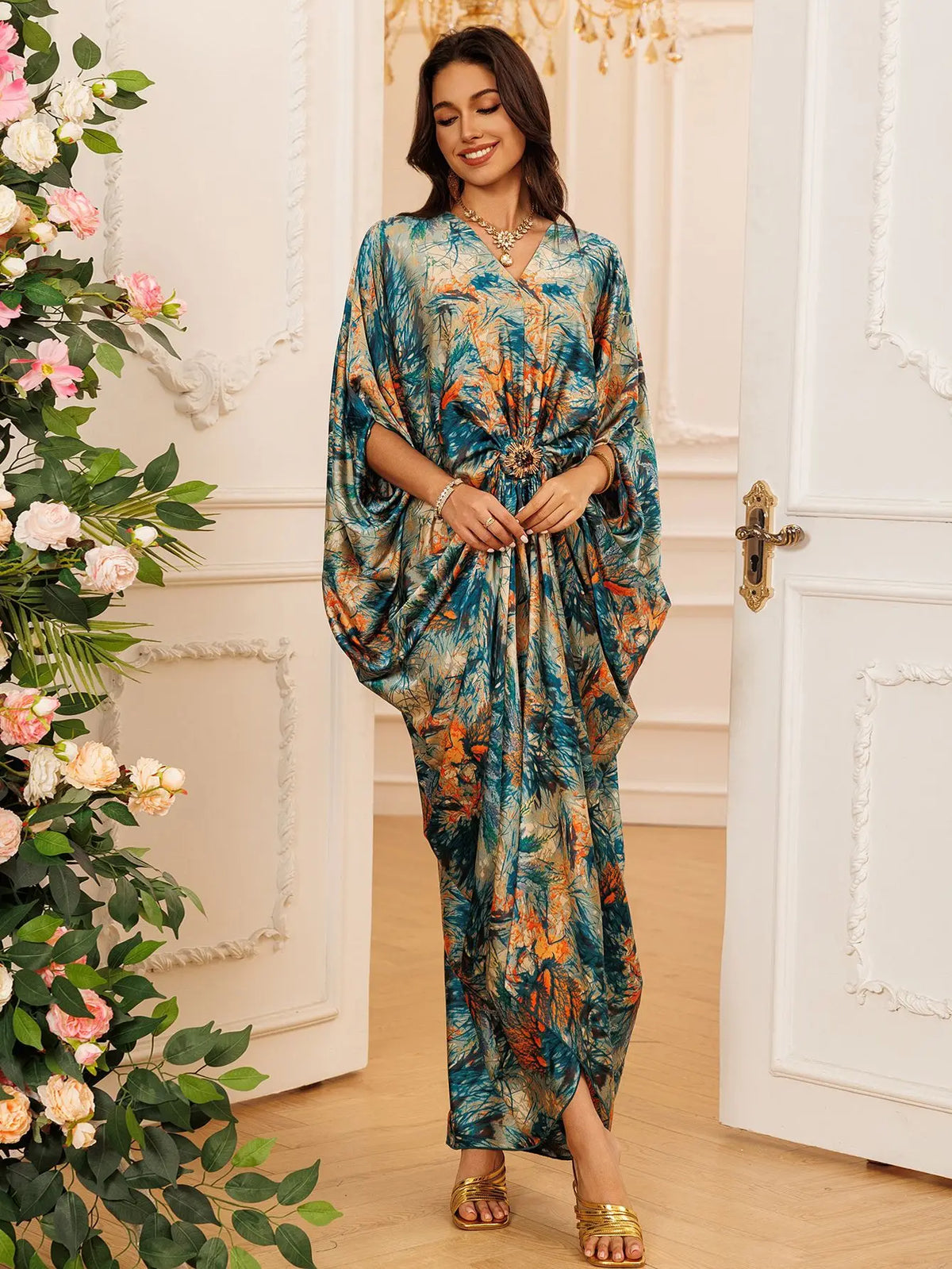 Women's Printed V-Neck Kaftan