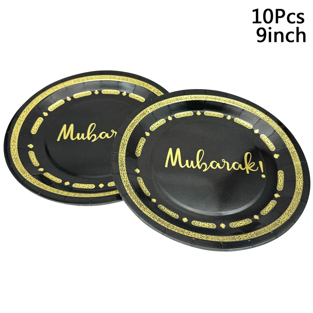 Eid & Umrah Paper Plates, Cups or Napkins – 10 Pieces
