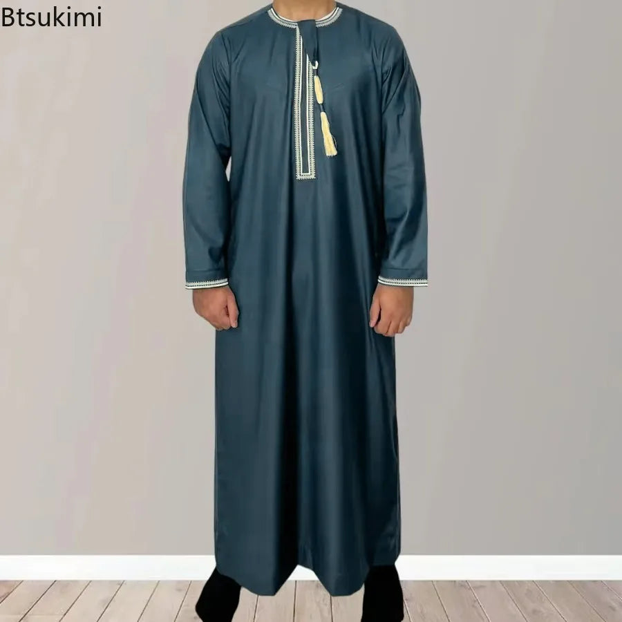 Men's Embroidered Long-Sleeve Thobe