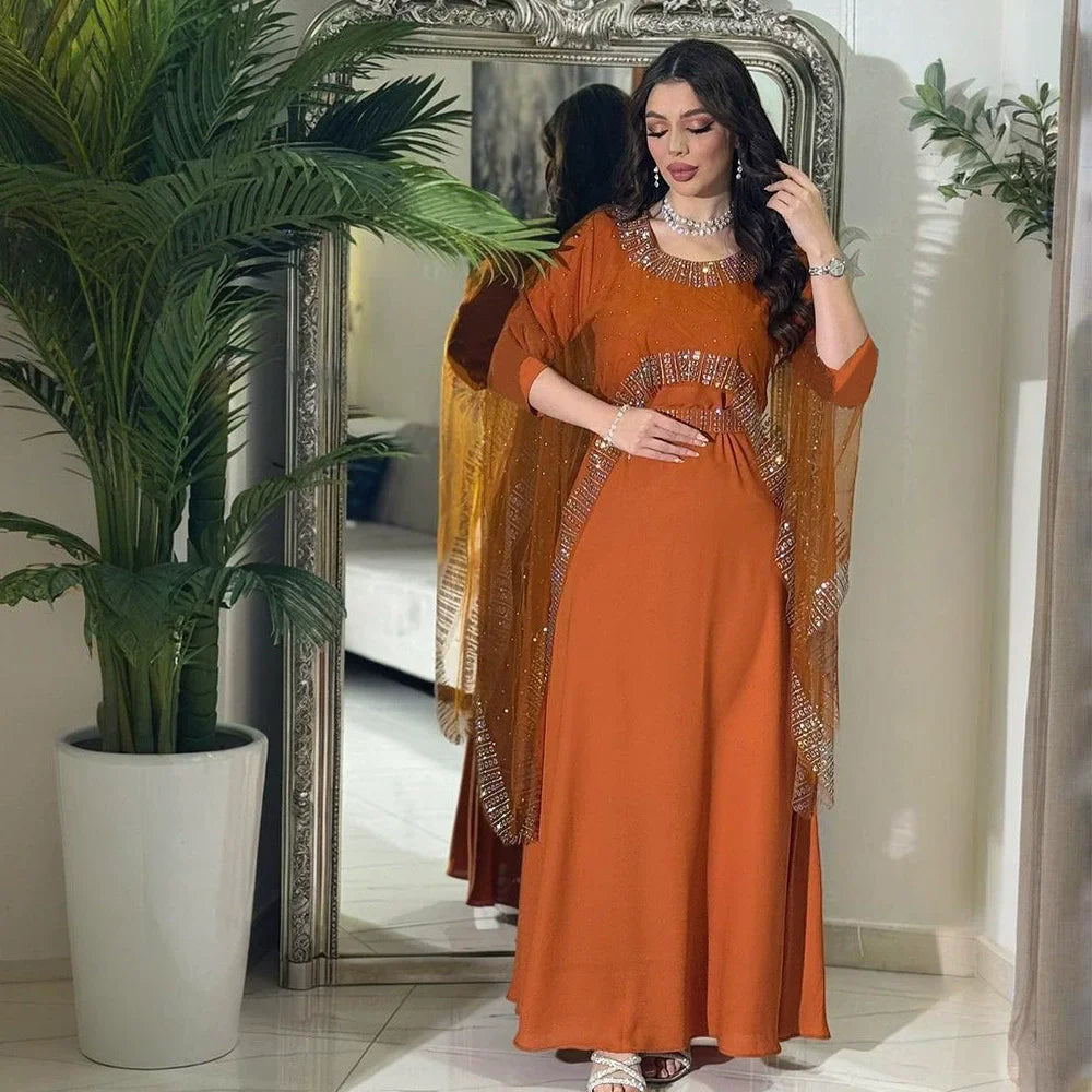 Women's Embellished Cape-Style Occasion Dress