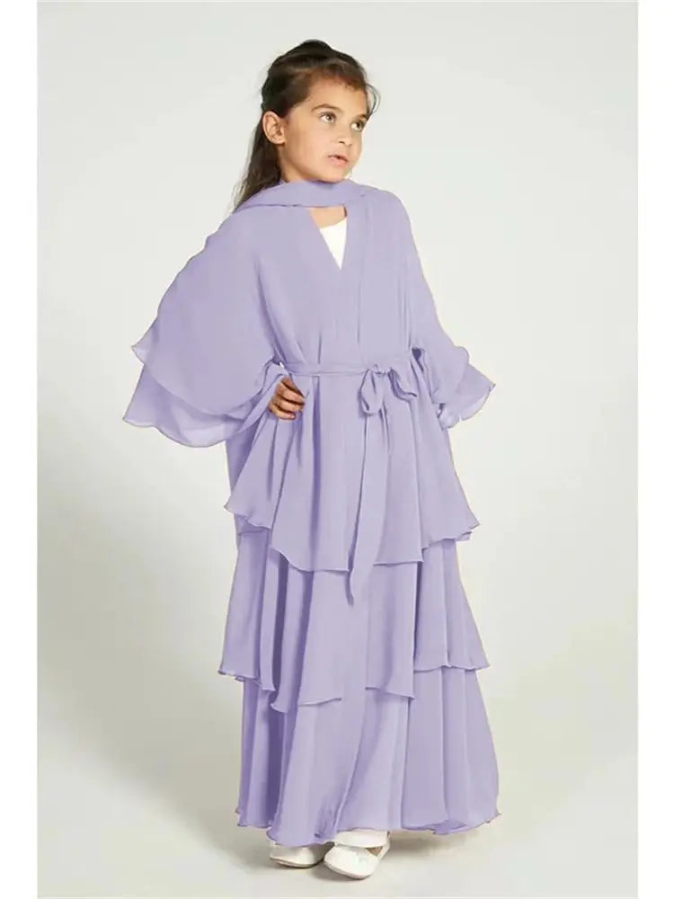 Girls' Tiered Abaya Dress