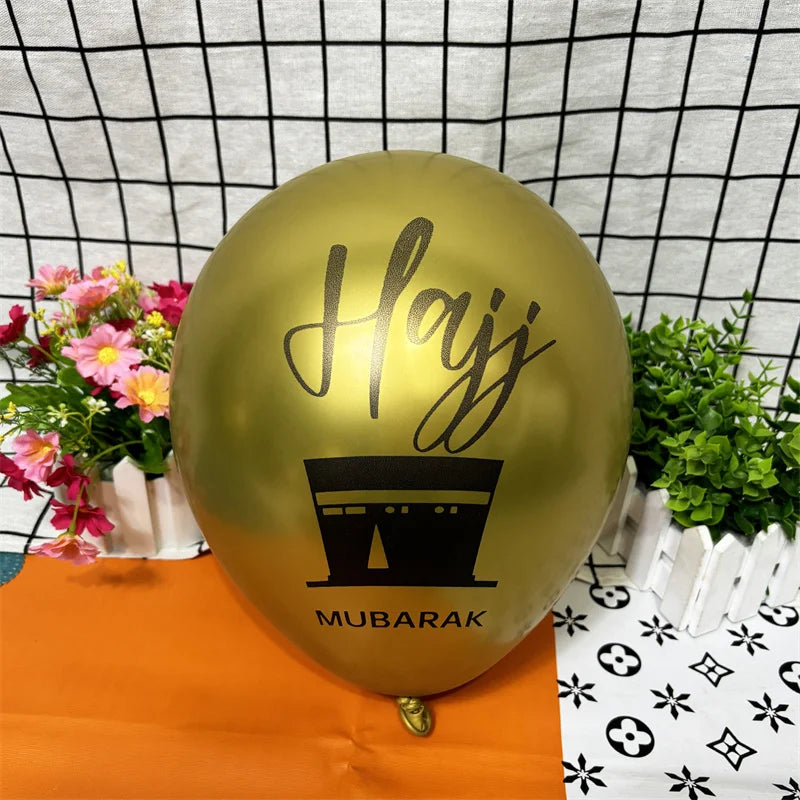 Hajj Mubarak Black & Gold Party Balloons