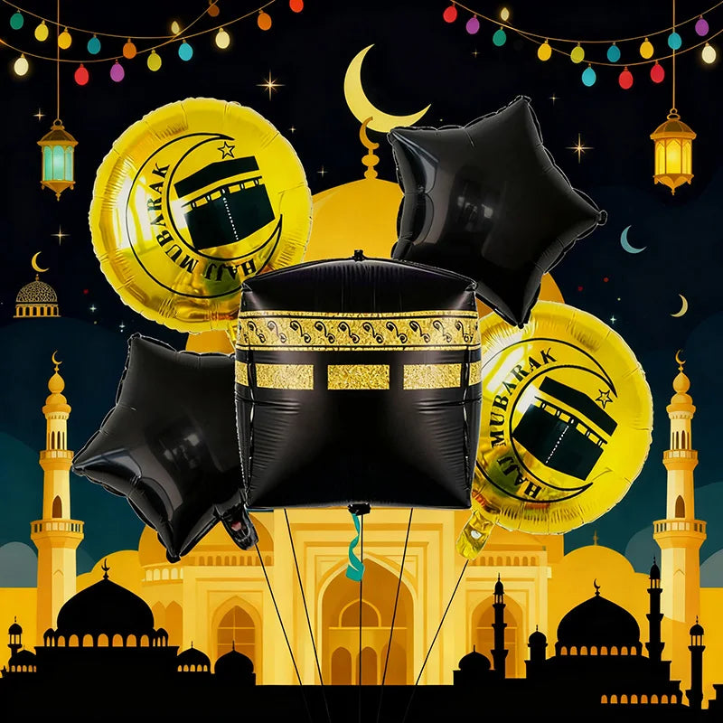 Umrah Mubarak Foil Balloon Set – 5 Pieces