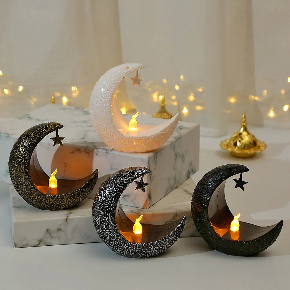 Crescent & Star LED Candle Lantern