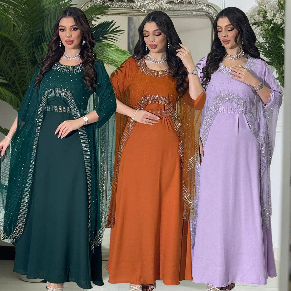 Women's Embellished Cape-Style Occasion Dress