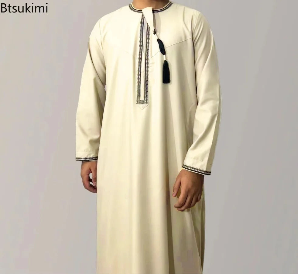 Men's Embroidered Long-Sleeve Thobe