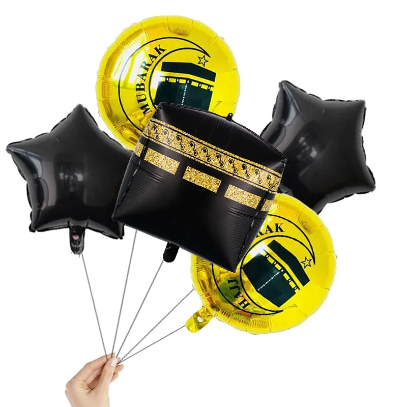 Umrah Mubarak Foil Balloon Set – 5 Pieces