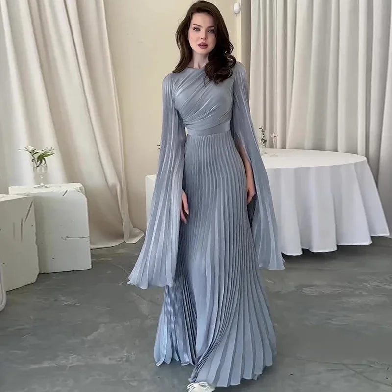 Women's Pleated Cape-Style Occasion Dress