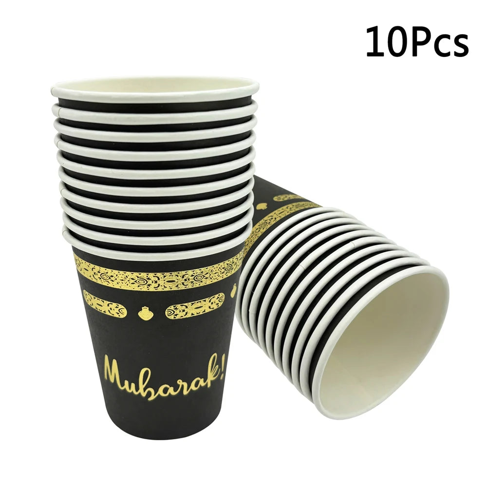Eid & Umrah Paper Plates, Cups or Napkins – 10 Pieces