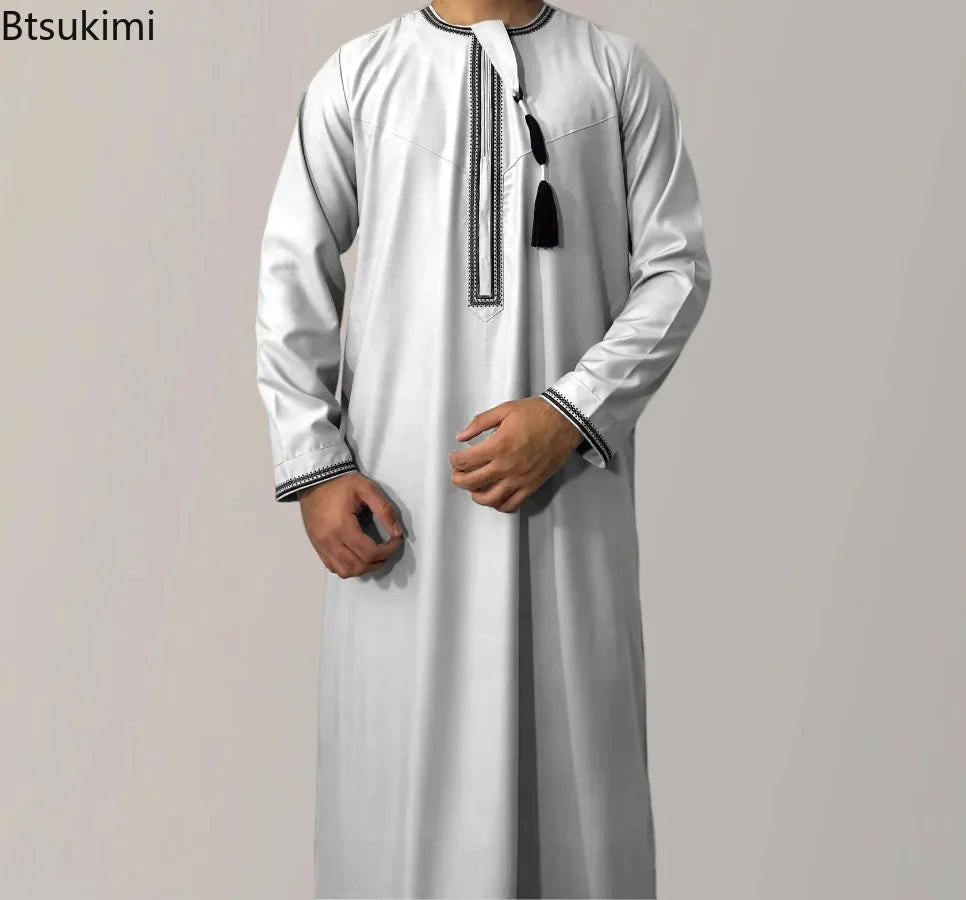 Men's Embroidered Long-Sleeve Thobe