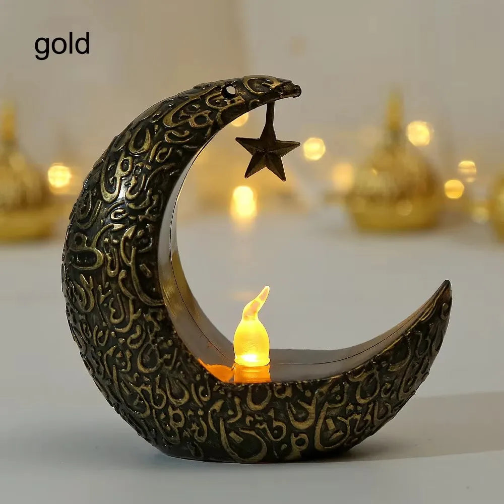 Crescent & Star LED Candle Lantern