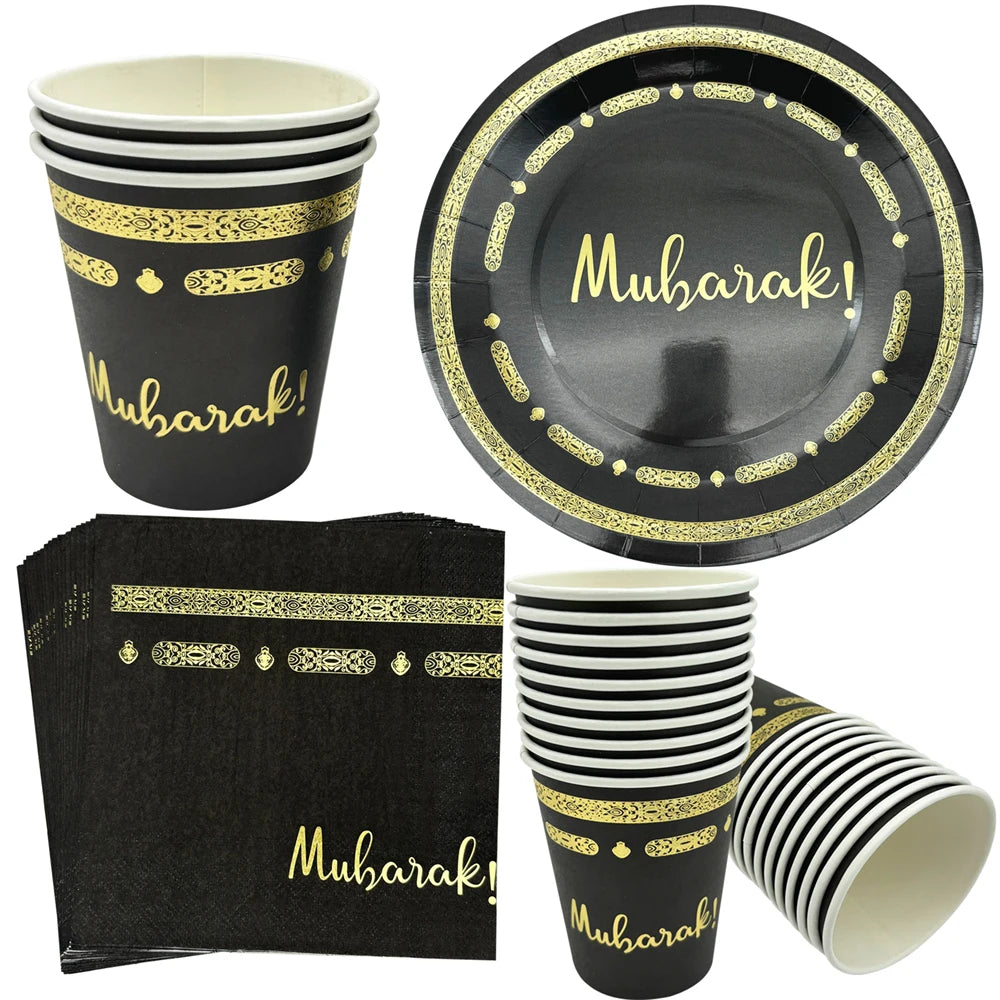 Eid & Umrah Paper Plates, Cups or Napkins – 10 Pieces