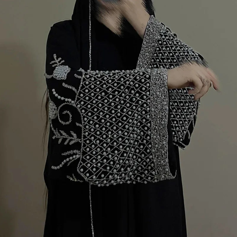 Women's Embellished Open Abaya with Optional Scarf