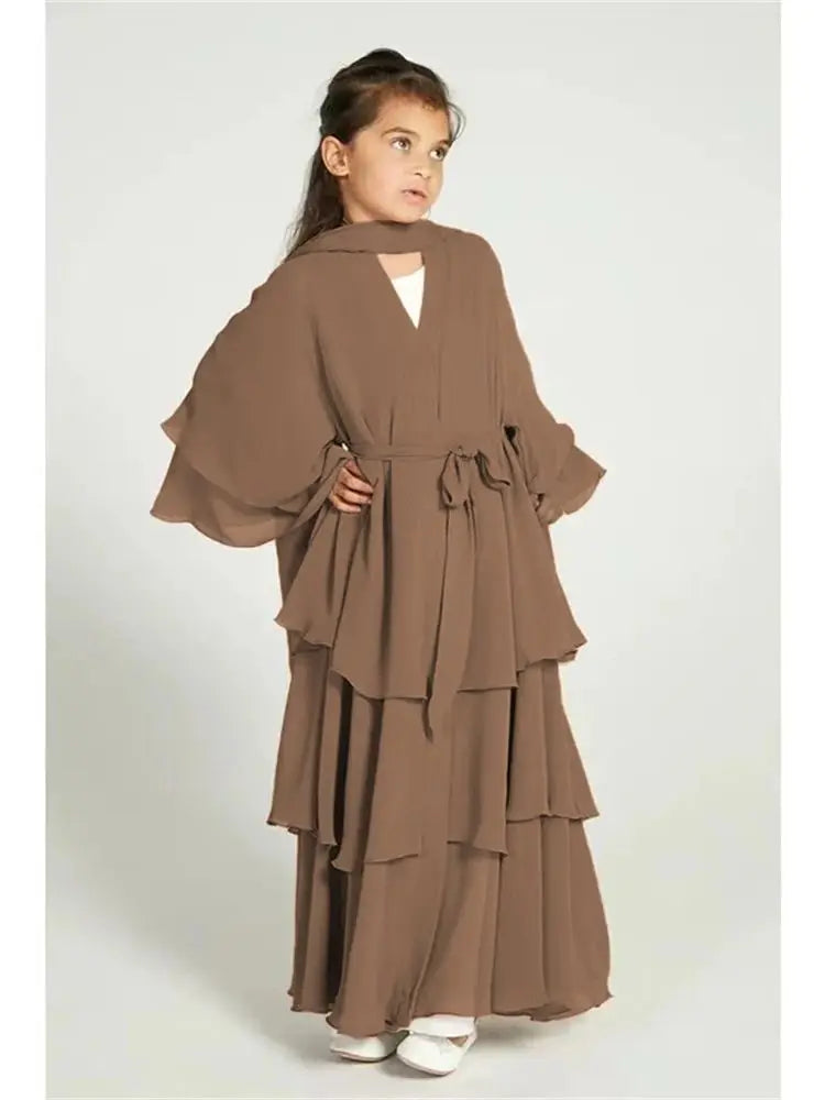 Girls' Tiered Abaya Dress