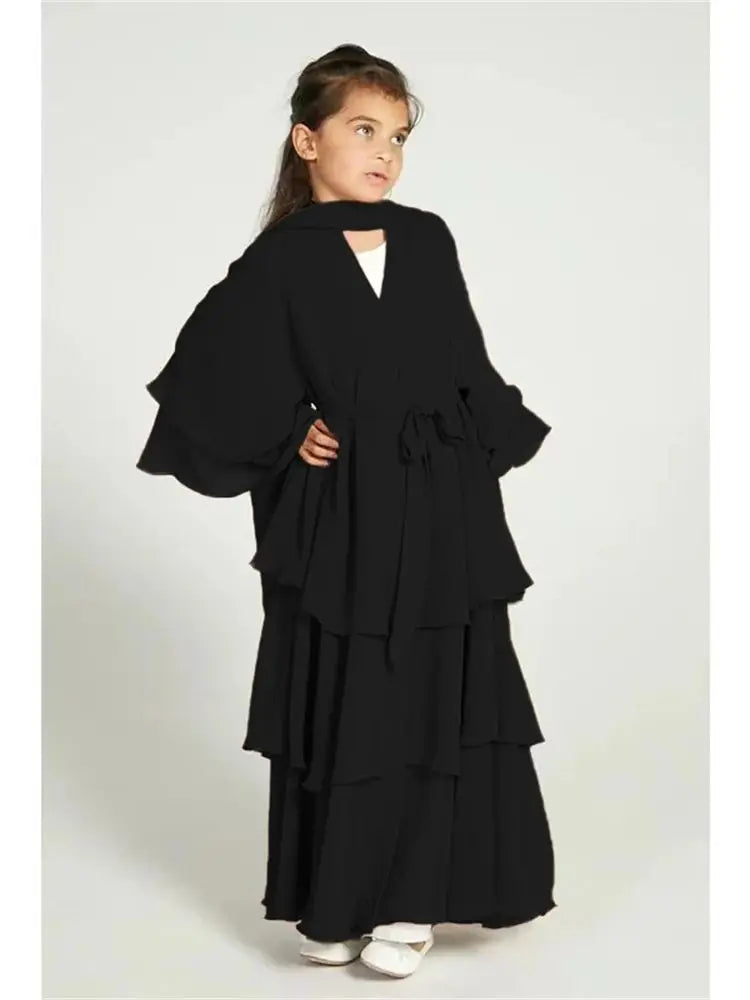 Girls' Tiered Abaya Dress