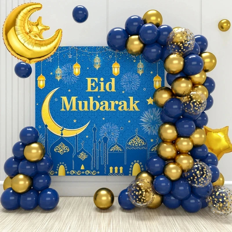 Eid Mubarak Balloons Background Ramadan Kareem Decoration Ramadan Mubarak Islamic Muslim Happy Eid Festival Party Supplies 2025