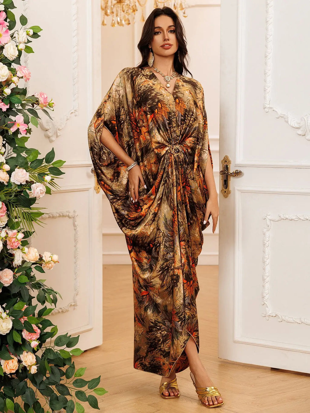 Women's Printed V-Neck Kaftan