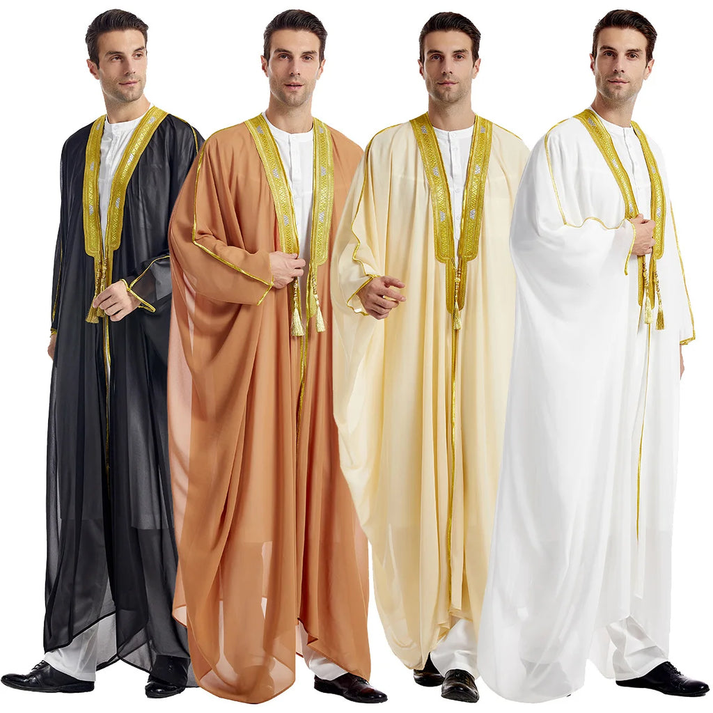 Men's Gold-Trimmed Open Bisht