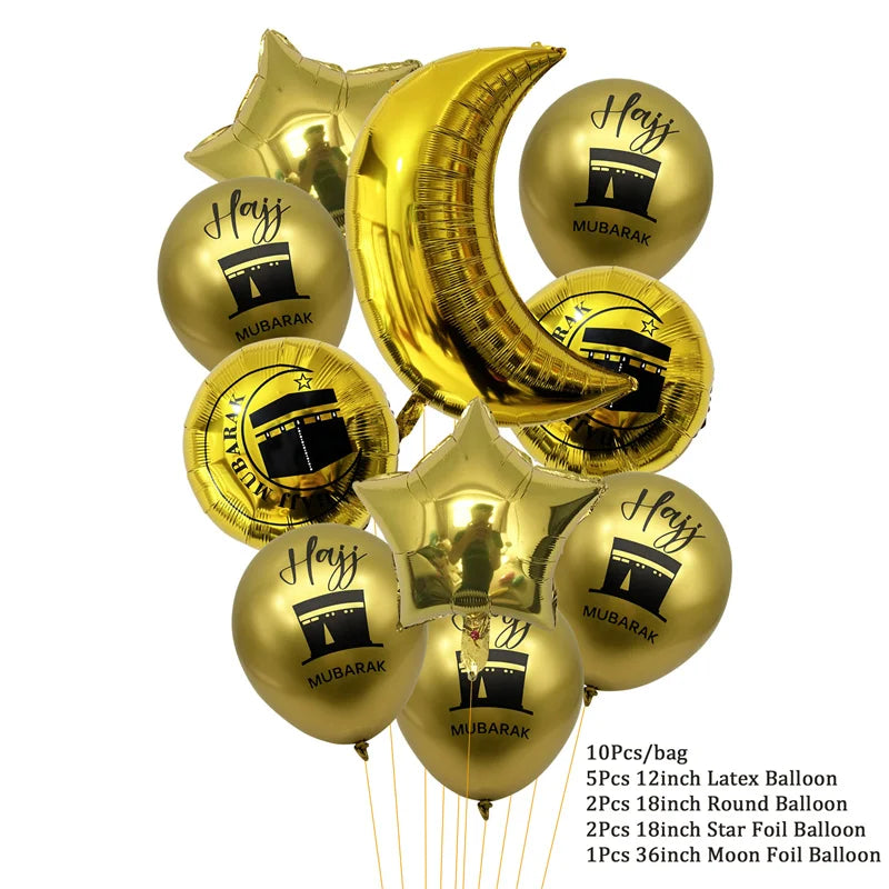 Hajj Mubarak Black & Gold Party Balloons