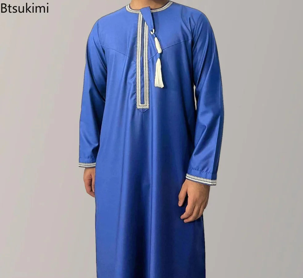 Men's Embroidered Long-Sleeve Thobe