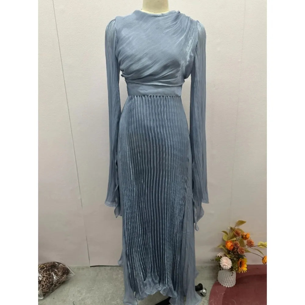 Women's Pleated Cape-Style Occasion Dress