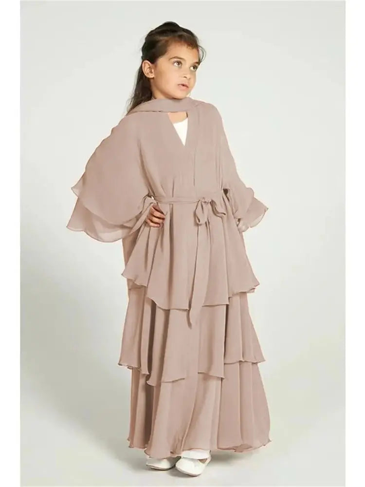 Girls' Tiered Abaya Dress