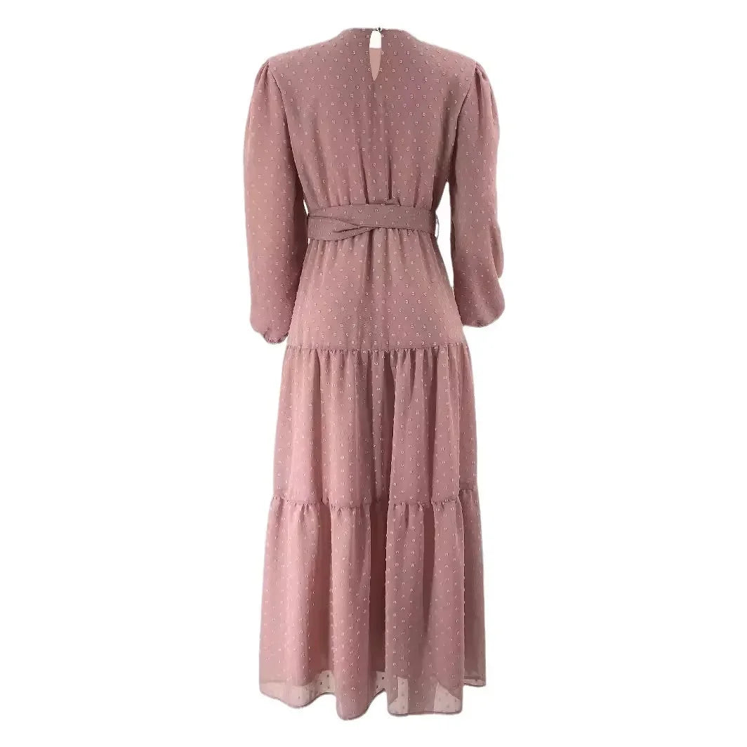 Women's Pink Belted Maxi Abaya