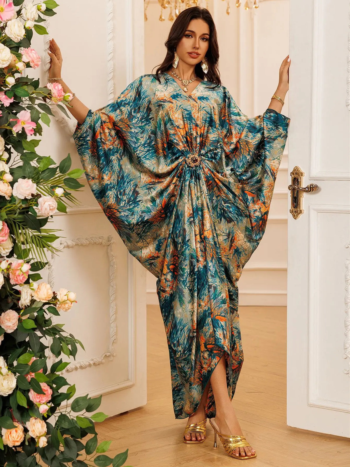 Women's Printed V-Neck Kaftan