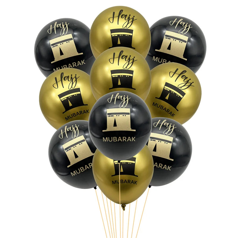 Hajj Mubarak Black & Gold Party Balloons